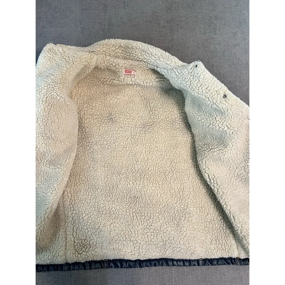 Levi's Vintage 70s Sherpa Lined‎ Truckers Jacket Jean Denim Mens 42R Made USA